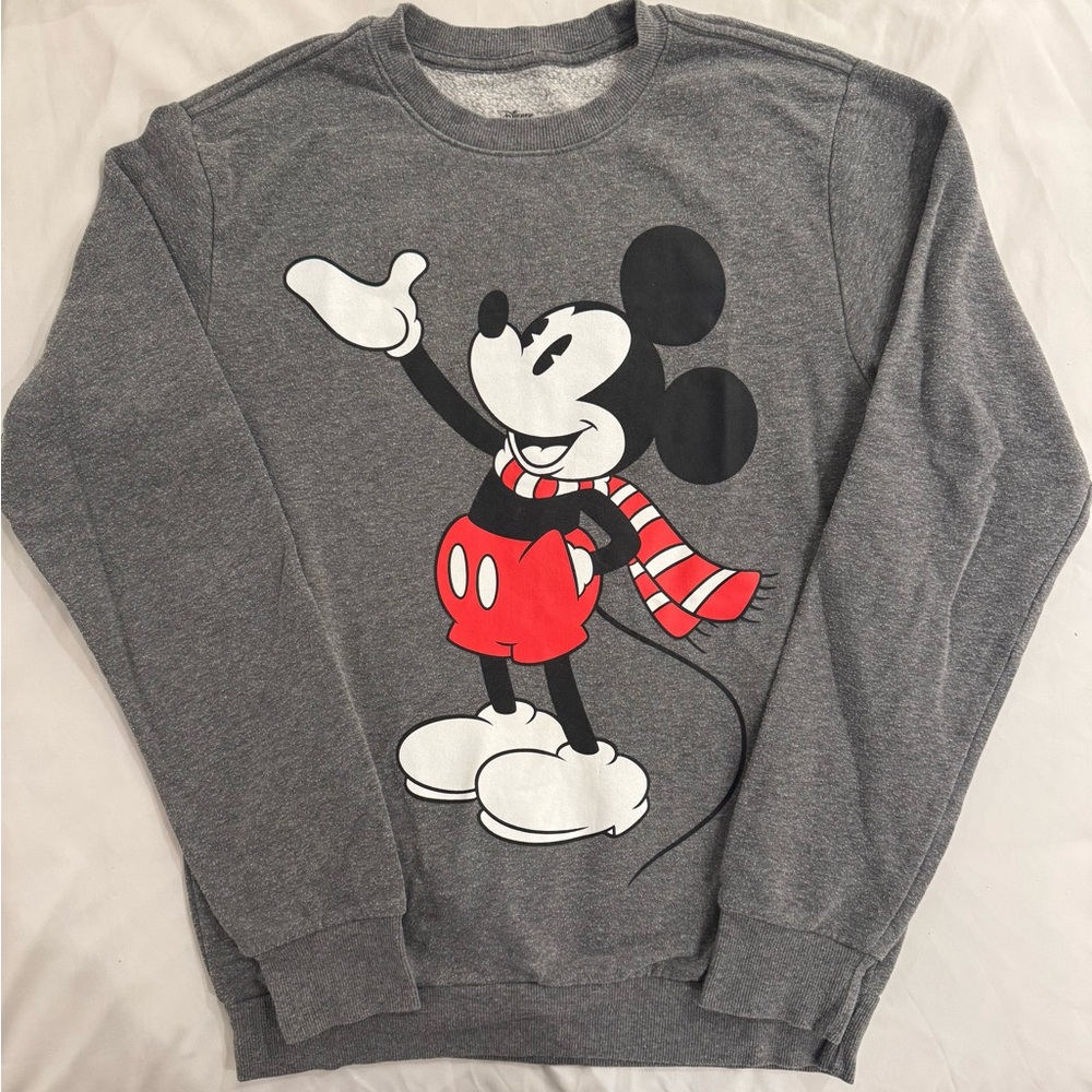 Disney Gray and Red Mickey Mouse Sweatshirt
